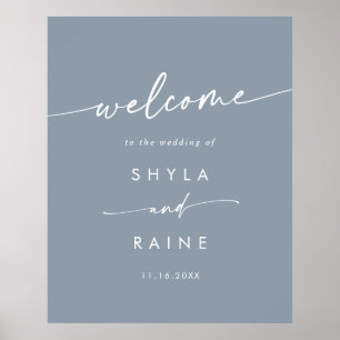 Boho Chic Dusty Blue DIY Wedding Welcome Sign