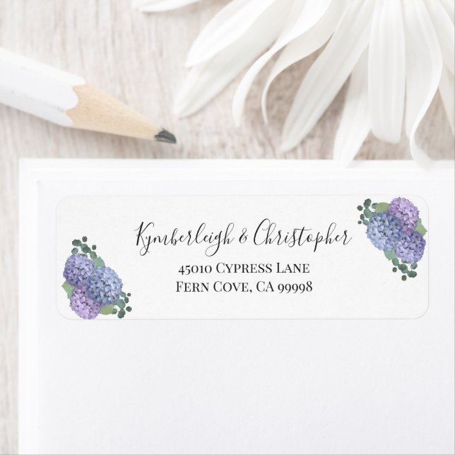 Boho Chic Dusty Blue Floral Wedding Return Address (Insitu)