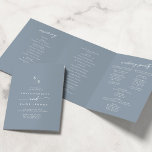 Boho Chic Dusty Blue Monogram Wedding Tri-Fold Programme<br><div class="desc">This boho chic dusty blue monogram wedding tri-fold program is perfect for a minimalist wedding. The neutral light blue grey modern bohemian design features simple rustic calligraphy with a unique yet classic style. Personalize your wedding program with your initials, names, wedding date and location, your favourite quote or lyric, order...</div>