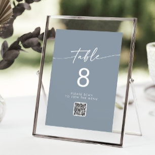 Boho Chic Dusty Blue QR Code Table Numbers