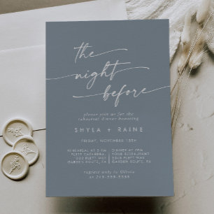 Boho Chic Dusty Blue Rehearsal Dinner Invites
