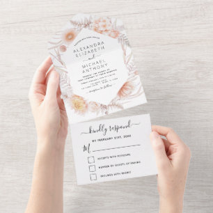 Boho Chic Dusty Pink Desert Wedding  All In One In All In One Invitation