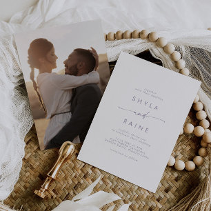 Boho Chic Dusty Purple Casual Photo Wedding Invitation