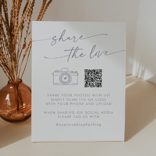 Boho Chic Dusty Purple Share the Love QR Code Pedestal Sign