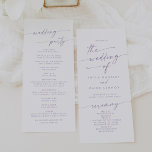 Boho Chic Dusty Purple Tea Length Wedding Program<br><div class="desc">This boho chic dusty purple tea length wedding program is perfect for a minimalist wedding ceremony. The light lavender purple and white modern bohemian design features simple rustic calligraphy with a unique yet classic style. Personalize your wedding program with you names, wedding date, location, order of service, wedding party and...</div>