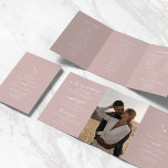 Boho Chic Dusty Rose Pink Monogram Wedding Tri-Fold Programme<br><div class="desc">This boho chic dusty rose pink monogram wedding tri-fold program is perfect for a minimalist wedding. The neutral rose gold blush pink modern bohemian design features simple rustic calligraphy with a unique yet classic style. Personalize your wedding program with your initials, names, wedding date and location, your favourite quote or...</div>