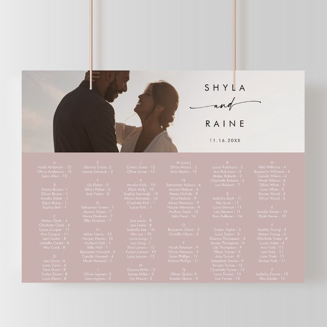Boho Chic Dusty Rose Pink Picture Seating Chart (Creator Uploaded)