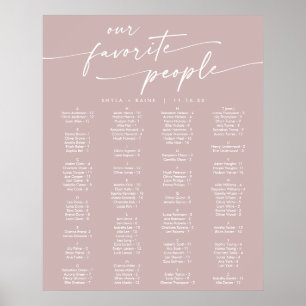Boho Chic Dusty Rose Pink Printable Seating Chart