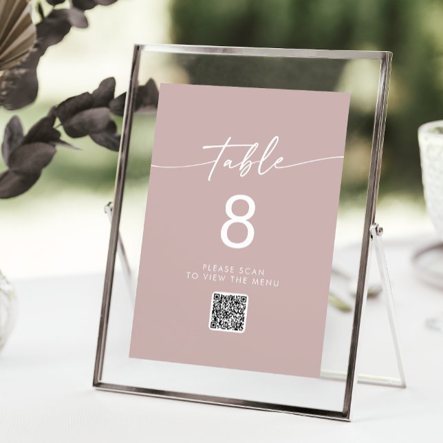 Boho Chic Dusty Rose Pink QR Code Table Numbers (Creator Uploaded)