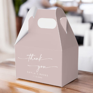 Boho Chic Dusty Rose Pink Thank You Wedding Favor Box