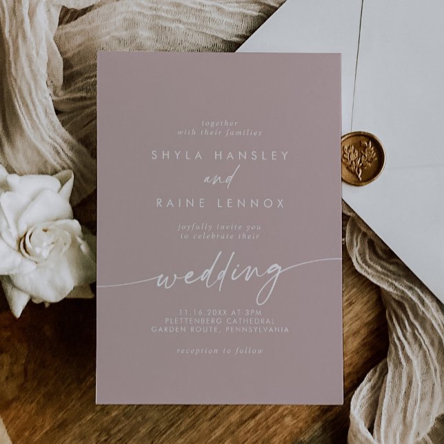 Boho Chic Dusty Rose Pink Wedding Invitation (Creator Uploaded)