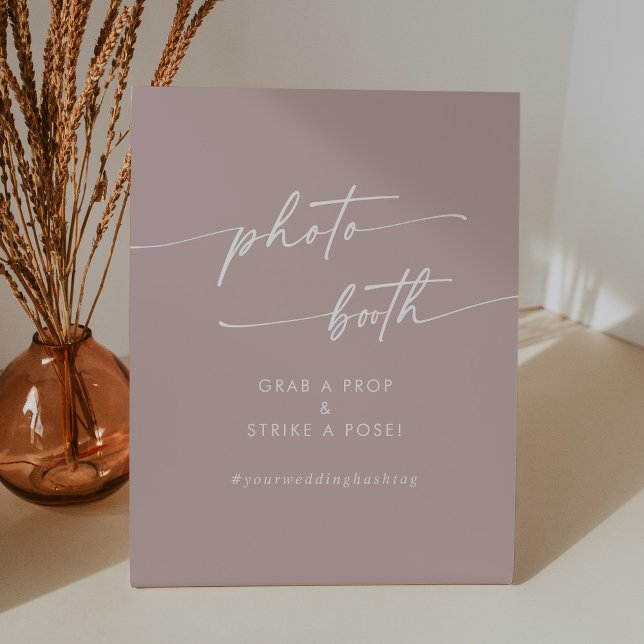 Boho Chic Dusty Rose Pink Wedding Photo Booth Pedestal Sign (Creator Uploaded)