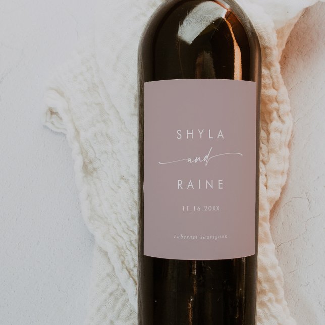 Boho Chic Dusty Rose Pink Wedding Wine Labels (Creator Uploaded)