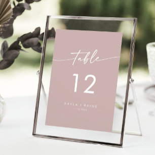 Boho Chic Dusty Rose rose Mariage Numéros de table