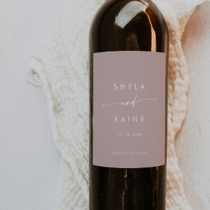 Boho Chic Dusty Rose rose Mariage Vins Étiquettes