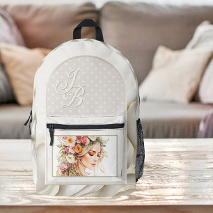 Boho Chic Elegant Monogram Printed Backpack