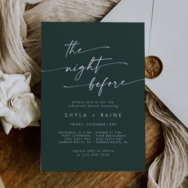 Boho Chic Emerald Green Rehearsal Dinner Invites (Creator Uploaded)