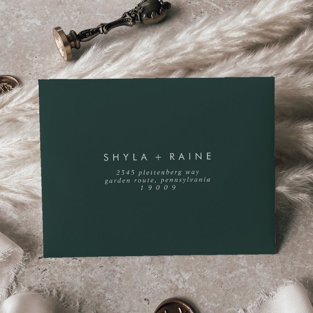Boho Chic Emerald Green Self-Addressed RSVP Envelope (Creator Uploaded)