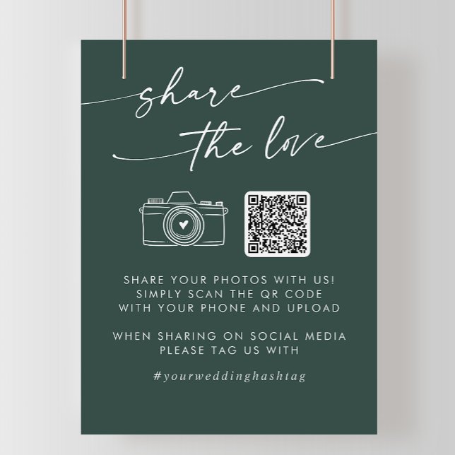 Boho Chic Emerald Green Share the Love QR Code Poster (Creator Uploaded)