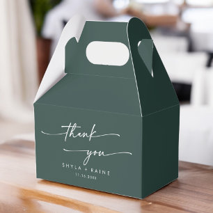 Boho Chic Emerald Green Thank You Wedding Favor Box