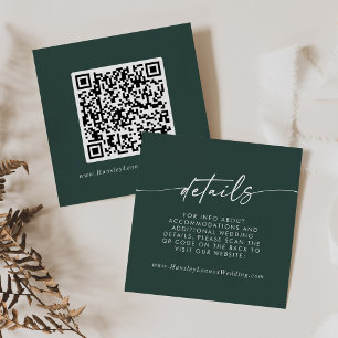 Boho Chic Emerald Green Wedding QR Code Details Enclosure Card