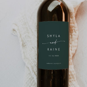 Boho Chic Emerald Green Wedding Wine Labels