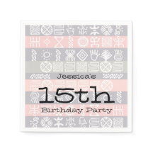 Boho-chic Ethnic 15th Birthday party Paper Napkins