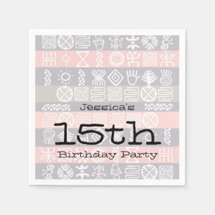 Boho-chic Ethnic 15th Birthday party Paper Napkins
