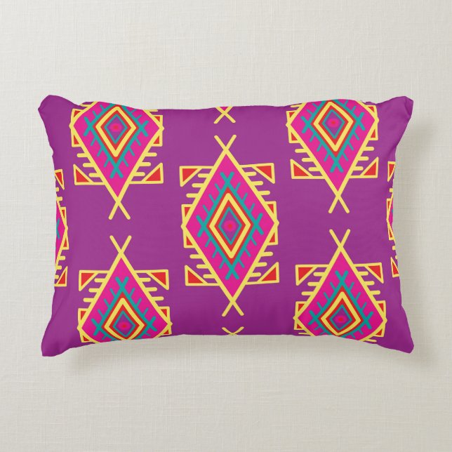 Boho Chic: Ethnic Seamless Ornament Accent Pillow (Front)