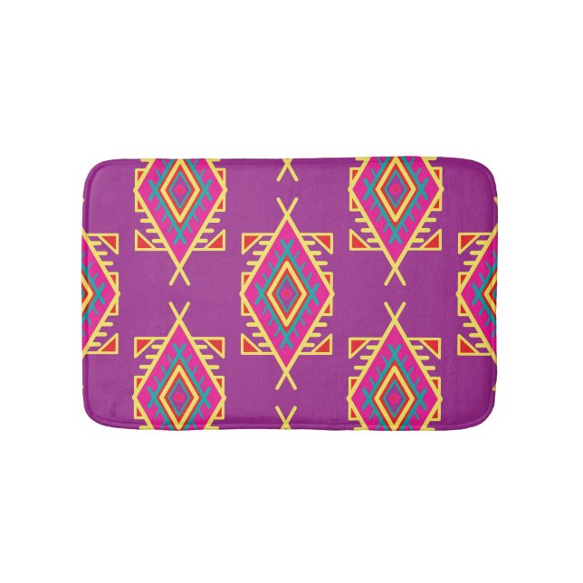 Boho Chic: Ethnic Seamless Ornament Bath Mat (Front)