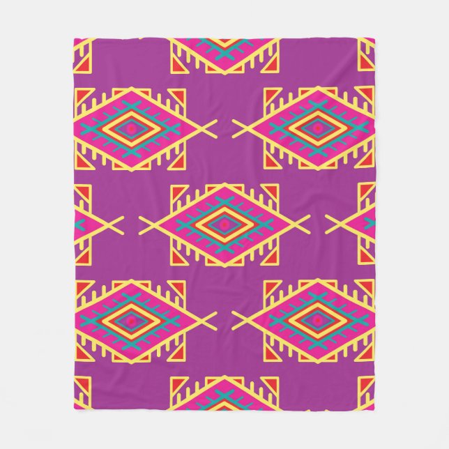 Boho Chic: Ethnic Seamless Ornament Fleece Blanket (Front)