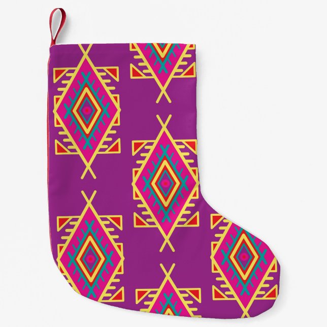 Boho Chic: Ethnic Seamless Ornament Small Christmas Stocking (Front)