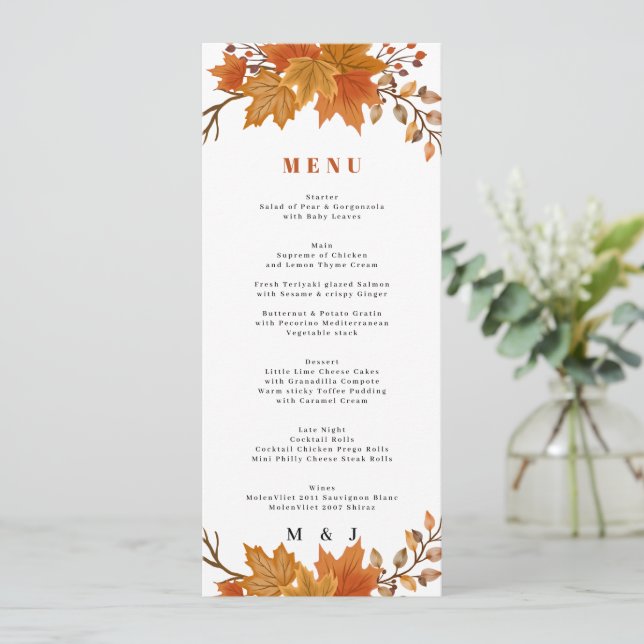 Boho Chic Fall Wedding Program (Standing Front)