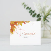 Boho Chic Fall Wedding Reserved Card