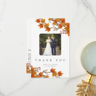 Boho Chic Fall Wedding Thank You Card