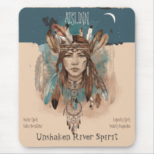 Boho Chic Fearless Girl Artwork with Ruler Edge Mouse Pad