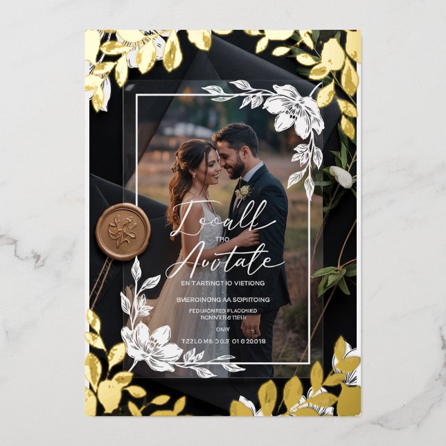 "Boho Chic Floral Acrylique Faire-part de mariage  (Recto)