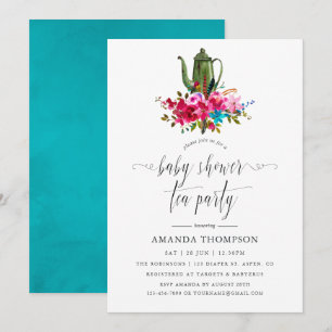 Boho Chic Floral Baby Shower Tea Party Invitation