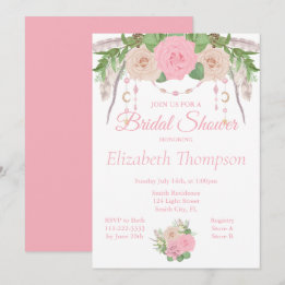 Boho Chic Floral Bridal Shower Invitation