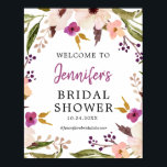 Boho Chic Floral Bridal Shower Welcome Poster<br><div class="desc">Custom Boho Chic Floral Bridal Shower Welcome Poster for your wedding day!</div>