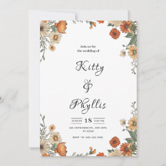 Boho Chic Floral Faire-part de mariage