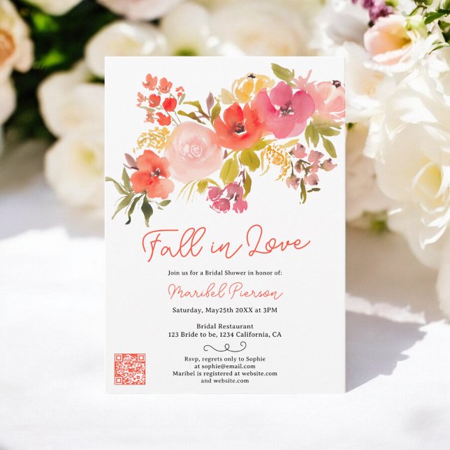 Boho chic floral fall in love pretty bridal shower invitation (Boho chic floral fall in love pretty bridal shower invitation)