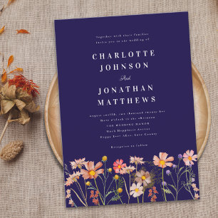 Boho Chic Floral Fall Wedding Invitation