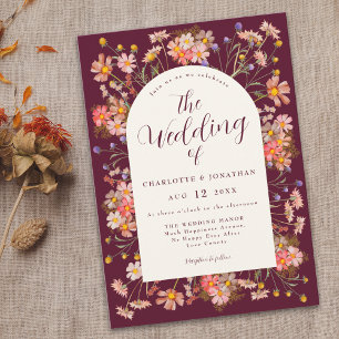 Boho Chic Floral Fall Wedding Invitation