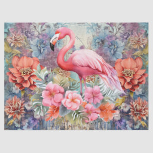 Boho Chic Floral Flamingo Decoupage Tissue Paper