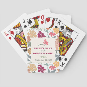 Boho Chic Floral Mid Century Retro Wedding Favour Playing Cards