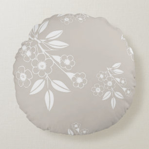 Boho Chic Floral Pattern Aesthetic Round Pillow