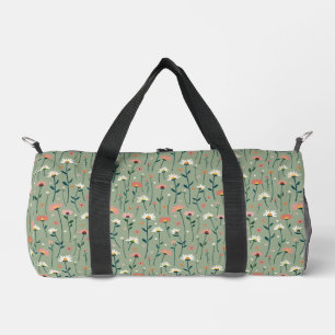 Boho Chic Floral Pattern Sage Green  Duffle Bag