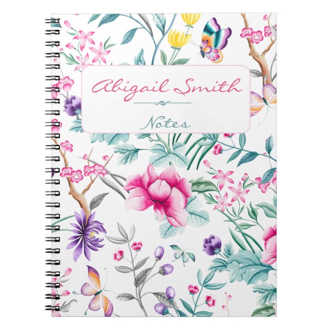 Boho Chic Floral Personalized Notebook (Front)