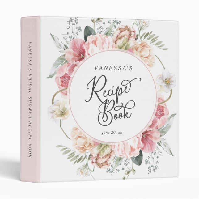 Boho chic floral personalized recipe cookbook binder (Front/Spine)